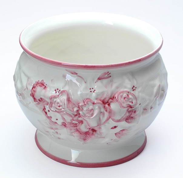 ポルトガル製陶器のプランター 鉢カバー 植木鉢 白 ホワイト ピンクバラ 薔薇 Psu H7002 1p 輸入家具高級ソファの通販サイトパティオ